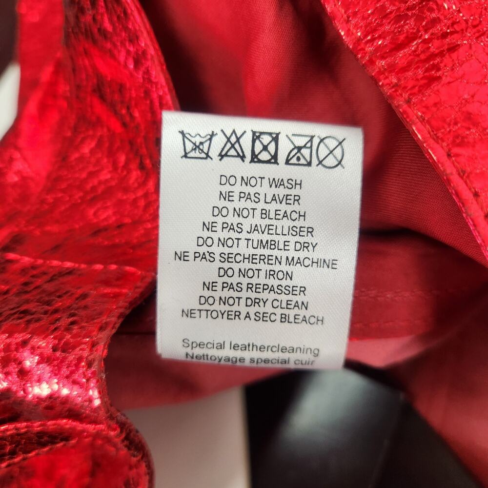 Retrofete Lynx Leather Pant in Metallic Red Size Large NWT Flare - Picture 12 of 12